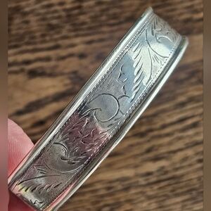Heavy Vintage Engraved Sterling Silver 925 Cuff Bracelet